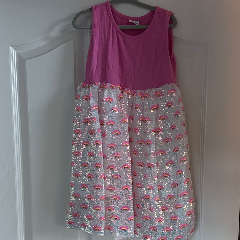 Pink and White Rainbow Kids Dress